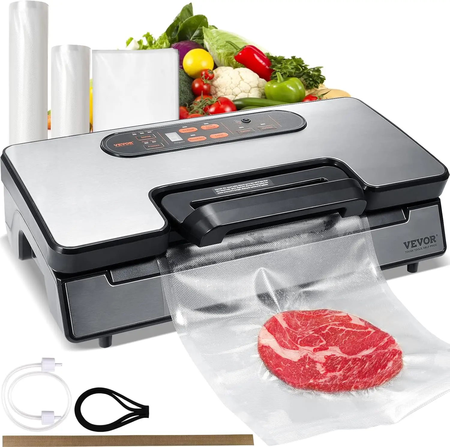 Vacuum Sealer Machine, Food Sealer Machine, Dry and Moist Food Storage,Automatic and Manual Air Sealing System, Built-in Cutter