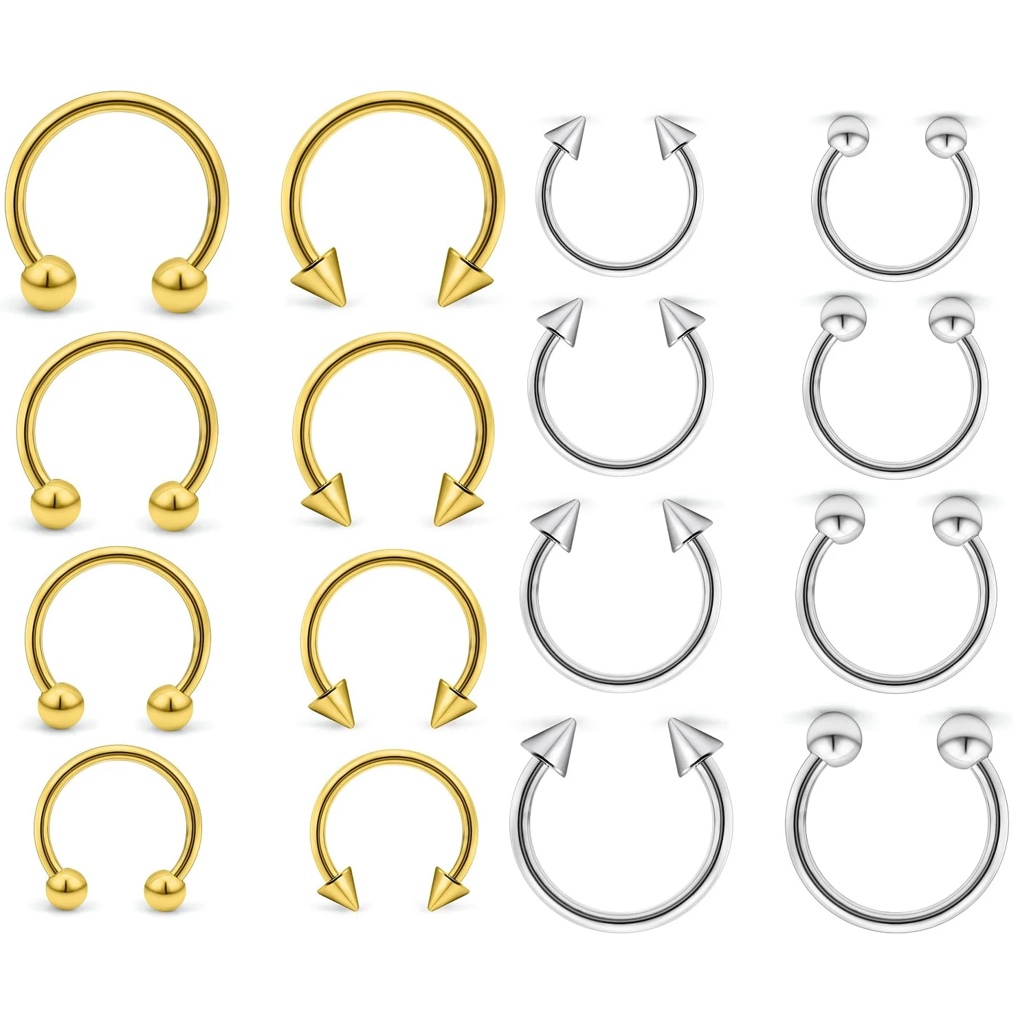 20G Septum Ring Surgical Steel Piercing Nose Septum Rings Hoop Lip Earrings Jewelry for Women Men 8 Pcs Set 6-12mm