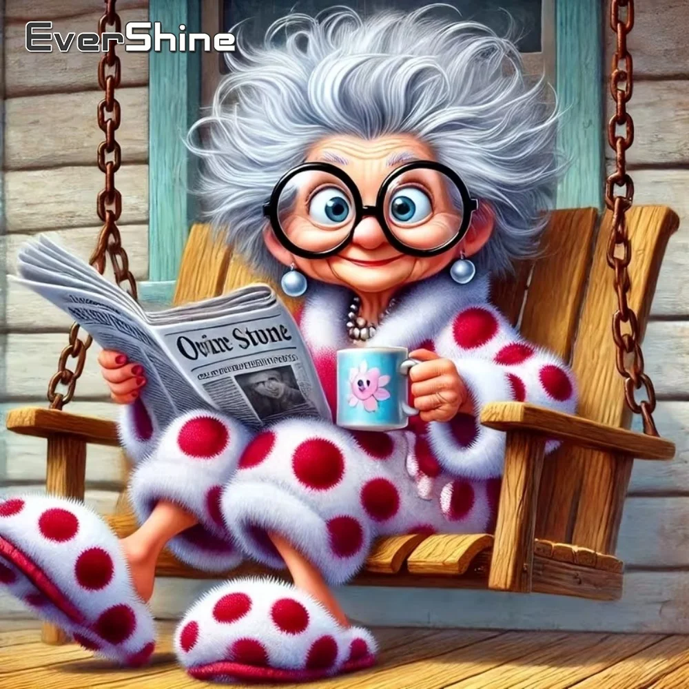 EverShine Neuerscheinung Diamant-Malerei Alte Frau DIY Bild Strass-Mosaik Porträt Charakter Cartoon Stickerei Handarbeit