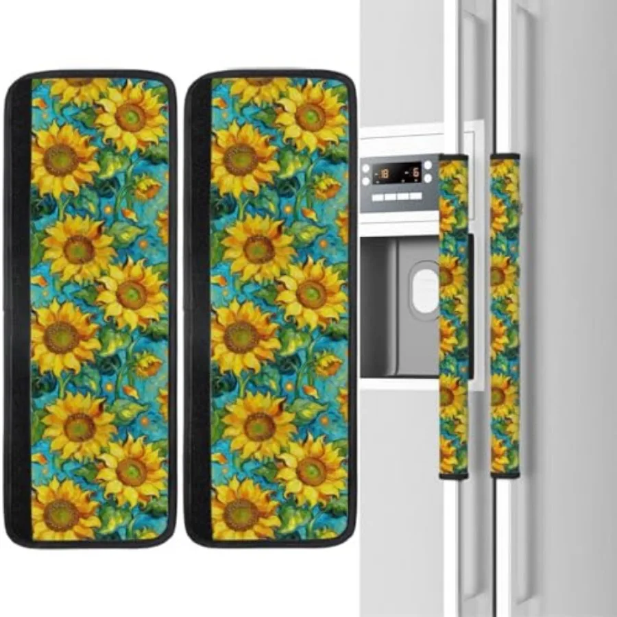 

Sunflowers Refrigerator Door Handle Covers Set of 2, Spring Decoration Neoprene Fridge Door Handle Covers Washable Non-Slip Pro