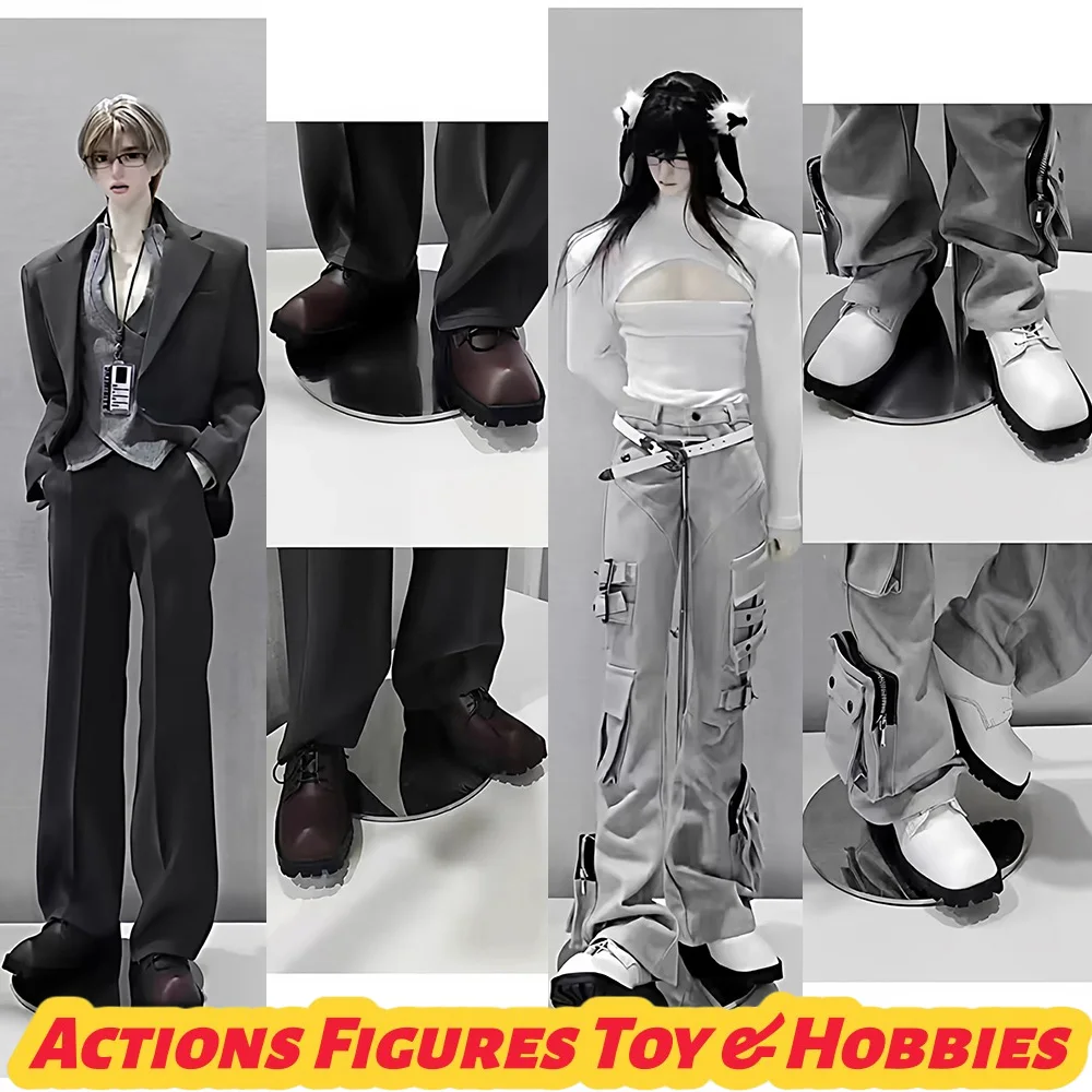 

In Stock Big Dolls Black/Wihtte/Brown Cone Toe Derby Shoes Genuine Leather Shoes for 75/77 Uncle BJD Dolls