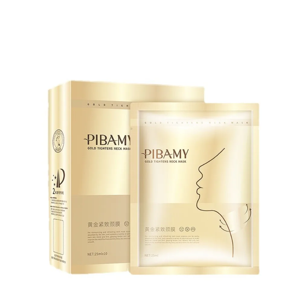 10pcs Gold Firming Neck Mask Moisturizing Lifting Anti-aging Neck Mask Light Line Anti Wrinkles Beauty Necks Skin Care Products