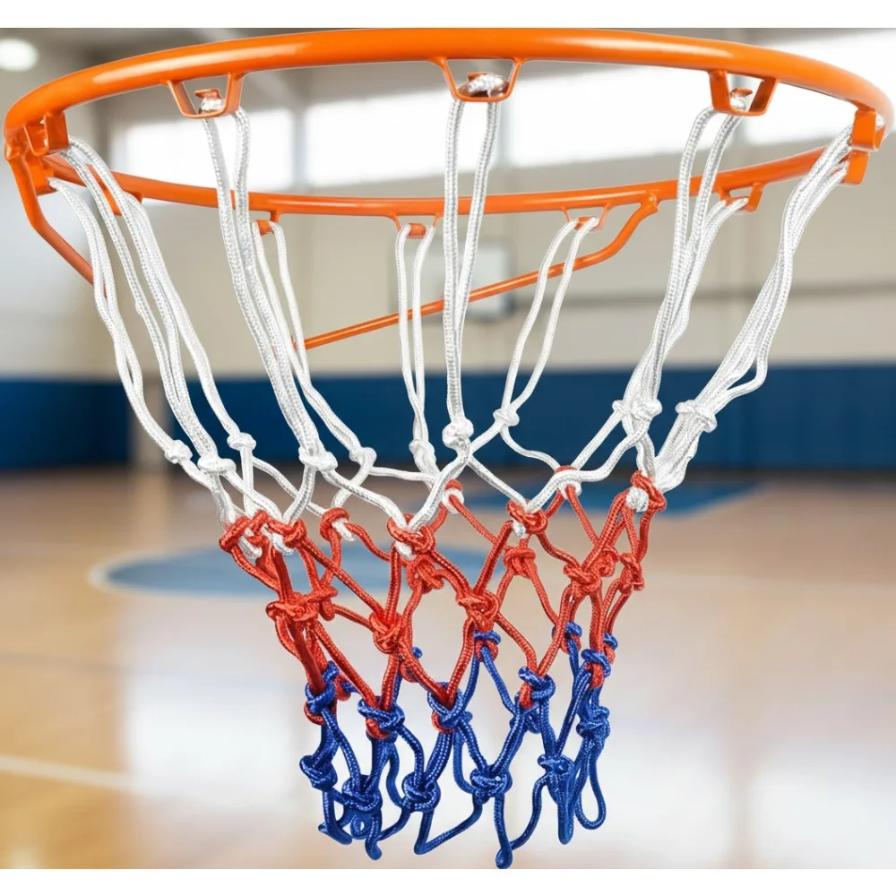 Standard 18" Basketball Hoop Replacement with Net - Heavy Duty Steel Rim for Outdoor Courts