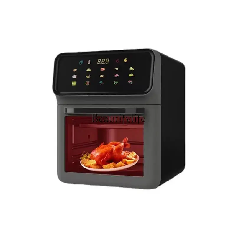 05Electric oven household temperature control air fryer LCD touch free flip 110V European standard