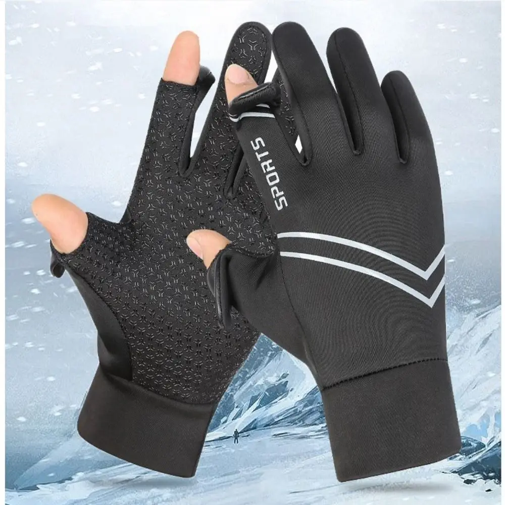 Anti-Rutsch-Winter-Fahrradhandschuhe, Fleece, doppellagig, verdickt, Touchscreen-Handschuhe, Vollfinger, winddicht, Thermo-Schneehandschuhe