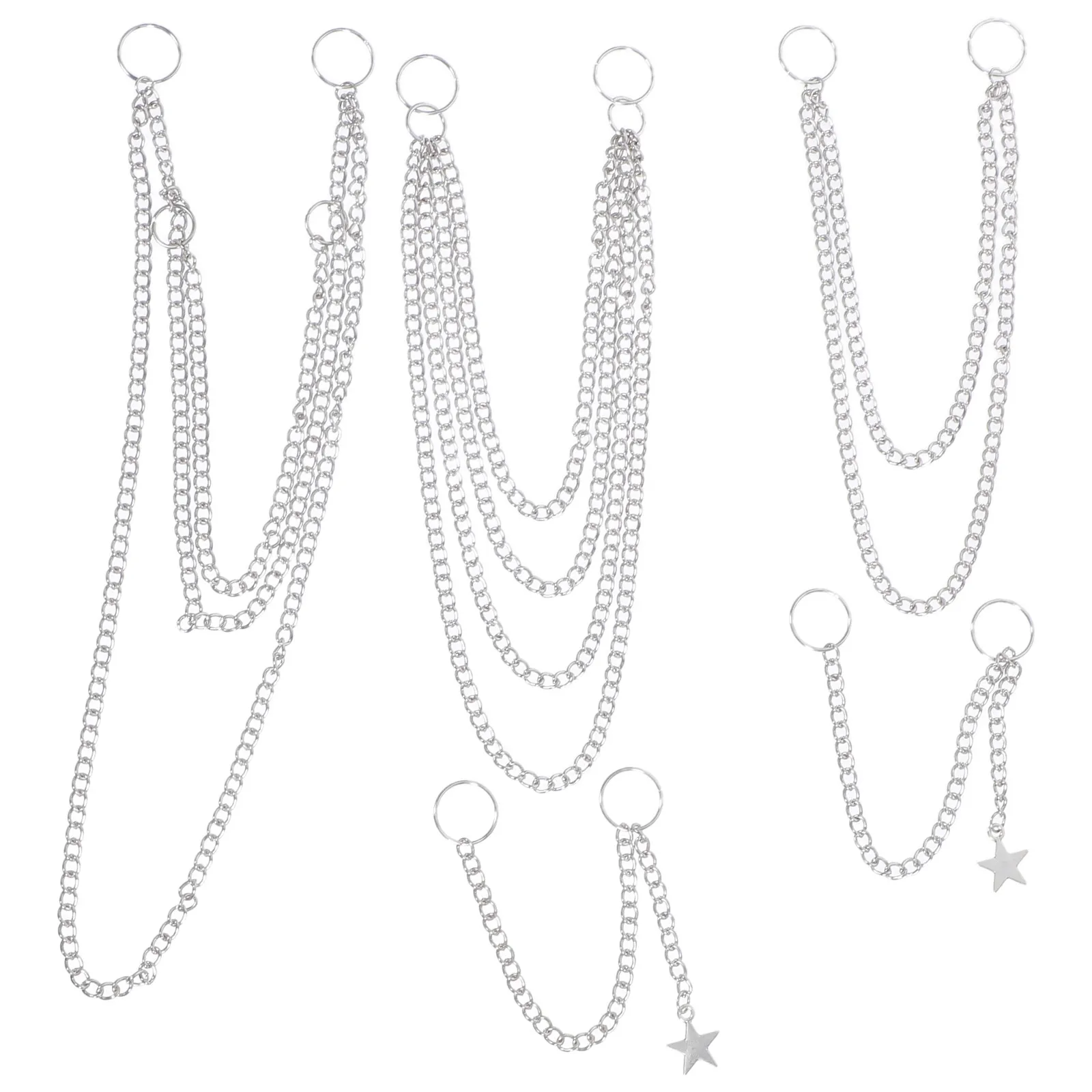 

5Pcs Hair Chain Punk Style Women Headpiece Metal Braided Jewelry for Wedding Party Street Dance Hair Decoration