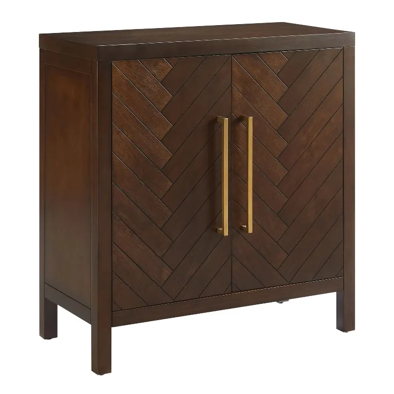 Fishbone pattern solid wood dining side cabinet, two-door locker, suitable for cabinets in the entrance and living room