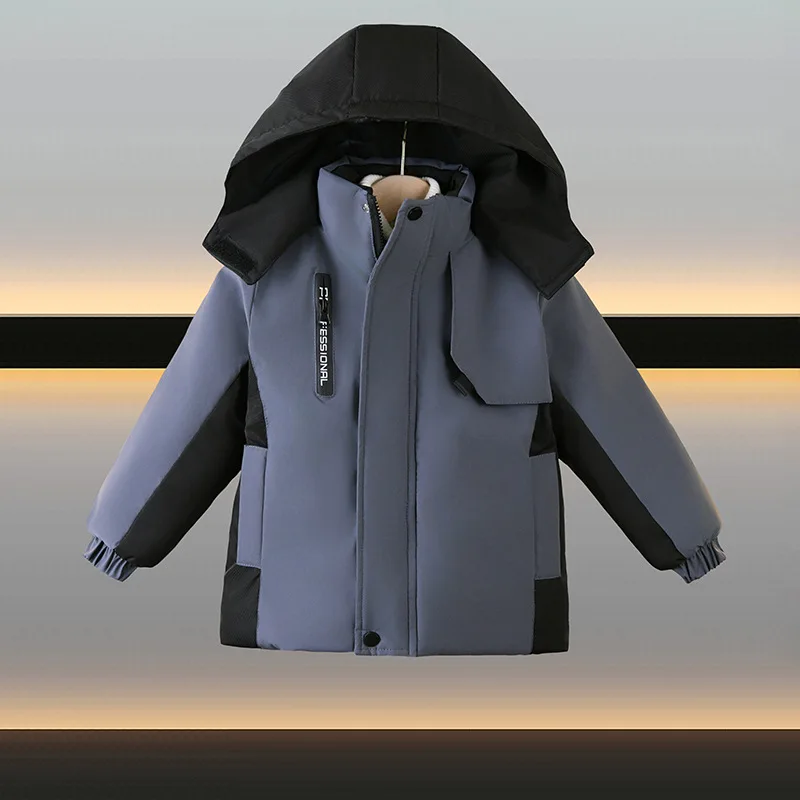 2026 New Style Children's Winter Cotton Coat 2 3 4 5 Years Old Boys' Thick and Filled Hooded Coat Boys'  Fashion Parka Jacket