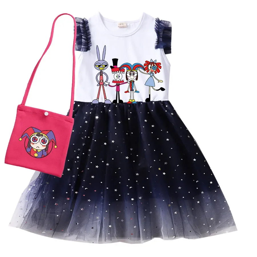 

The Amazing Digital Circus Costume Kids Cartoon Pomni Jax Dress for Baby Girls Casual Dresses Children Summer Princess Vestidos