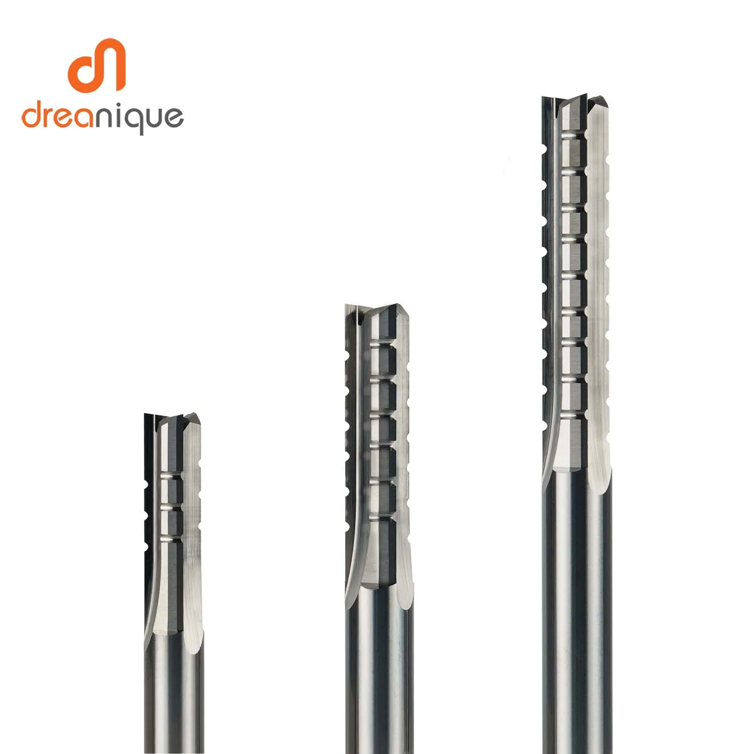 Dreanique เครื่องตัดกัดทังสเตนคาร์ไบด์ทรงตรง3ชิ้น1ชิ้นเครื่องเจาะไม้แกะสลัก CNC สำหรับตัดเป็นชิ้น