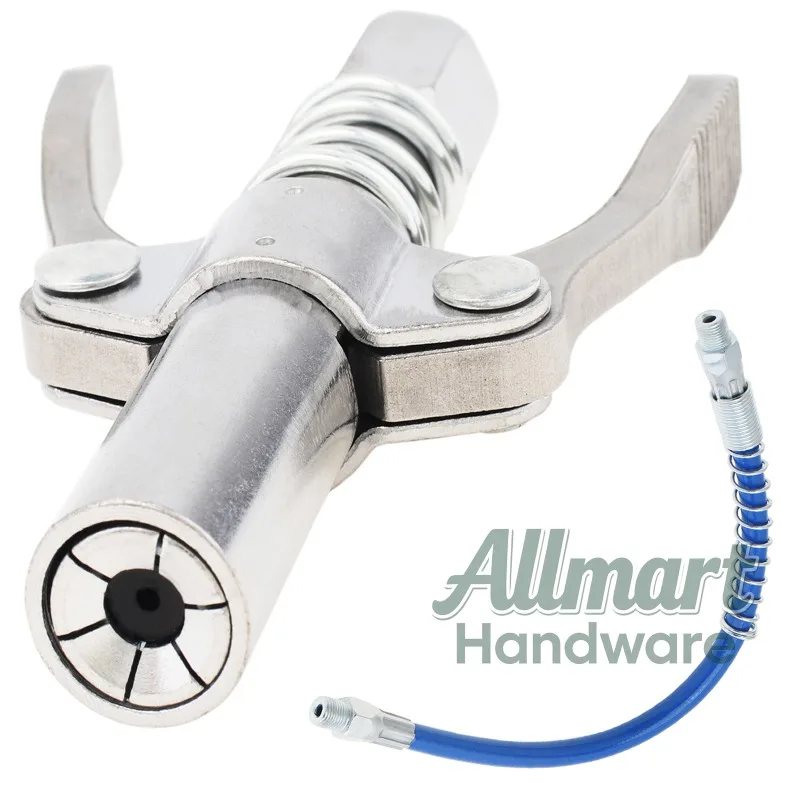 Oil gun joint 12000PSI dual handle quick release oil nozzle, excavator harvester car maintenance, equipped with flexible pipe