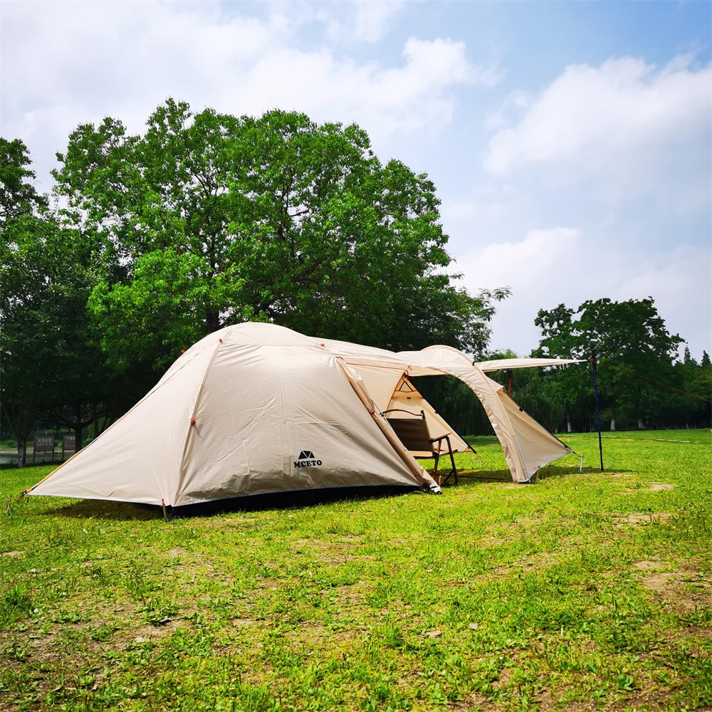 

3-4 Person Ultralight Aluminum Pole Family Tent One Bedroom & One Living Room Tunnel Sunshade 210D Oxford Hiking Trekking Canopy