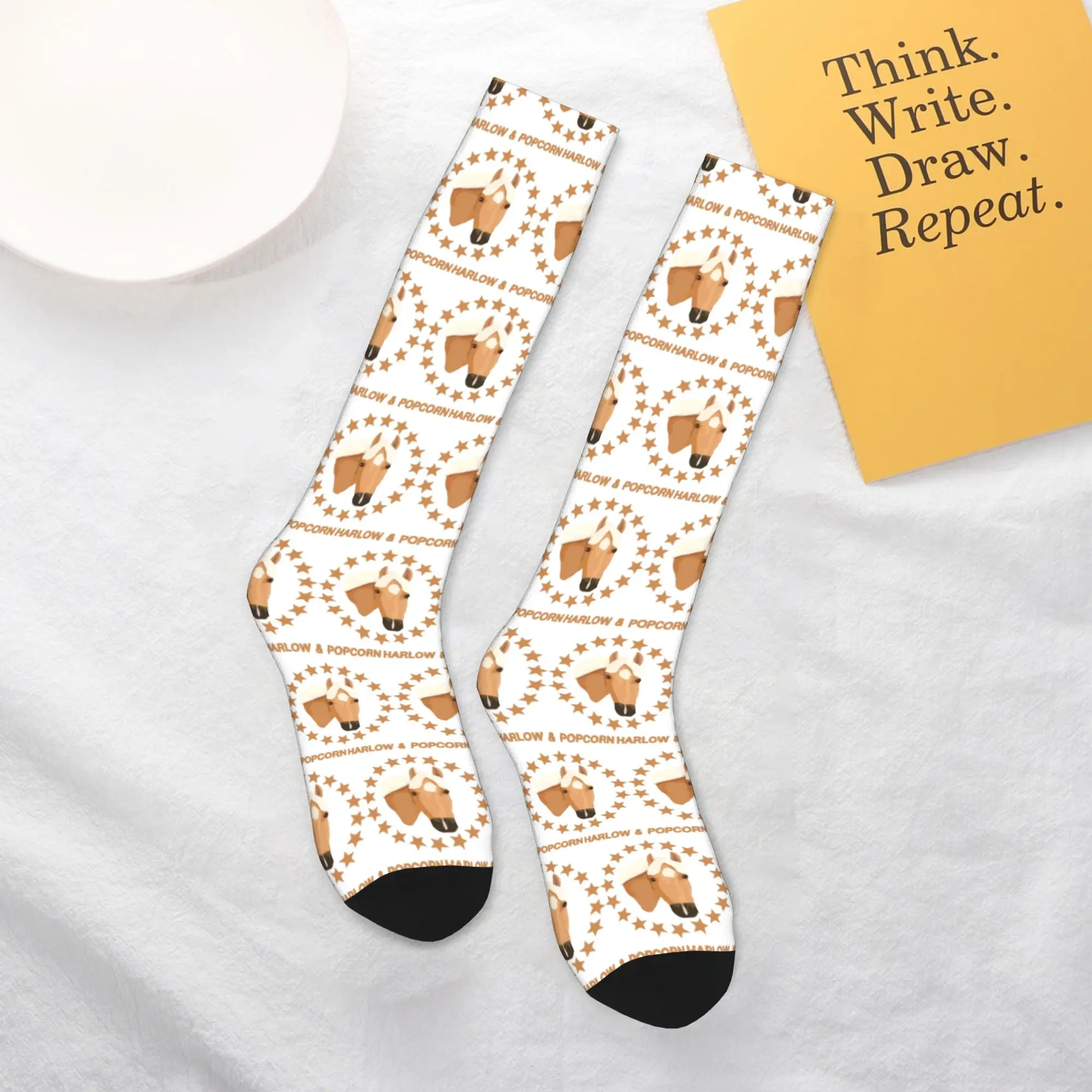 

All Seasons Crew Stockings Harlow And Popcorn Merch Popcorn The Pony Socks Harajuku Funny Long Socks Accessories for Men Women