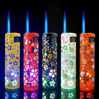 Metal Portable Cigarette Case Lighter Windproof Blue Flame Direct Spray Circulating Inflatable Lighter Cigarette Accessories