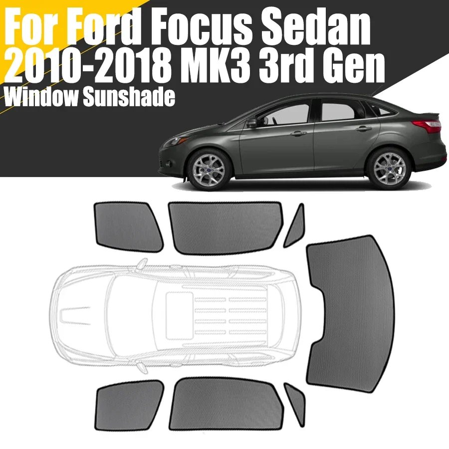 

Custom Magnetic Car Window Sunshade For Ford Focus Sedan MK3 2010 - 2018 3rd Gen Curtain Mesh Front Windshield