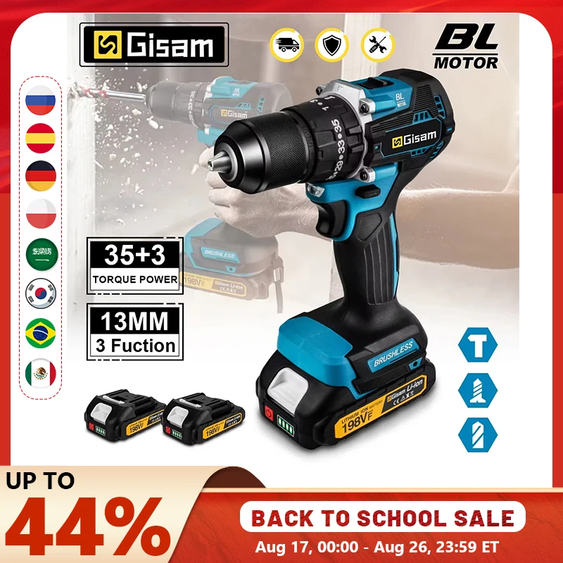 G nto 65 N.m 13 MM 35 + 3 Drehmoment Bürstenlosen Elektrischen Schlagbohrmaschine Akkuschrauber Elektrowerkzeug Für Makita 18 V Batterie Pin
