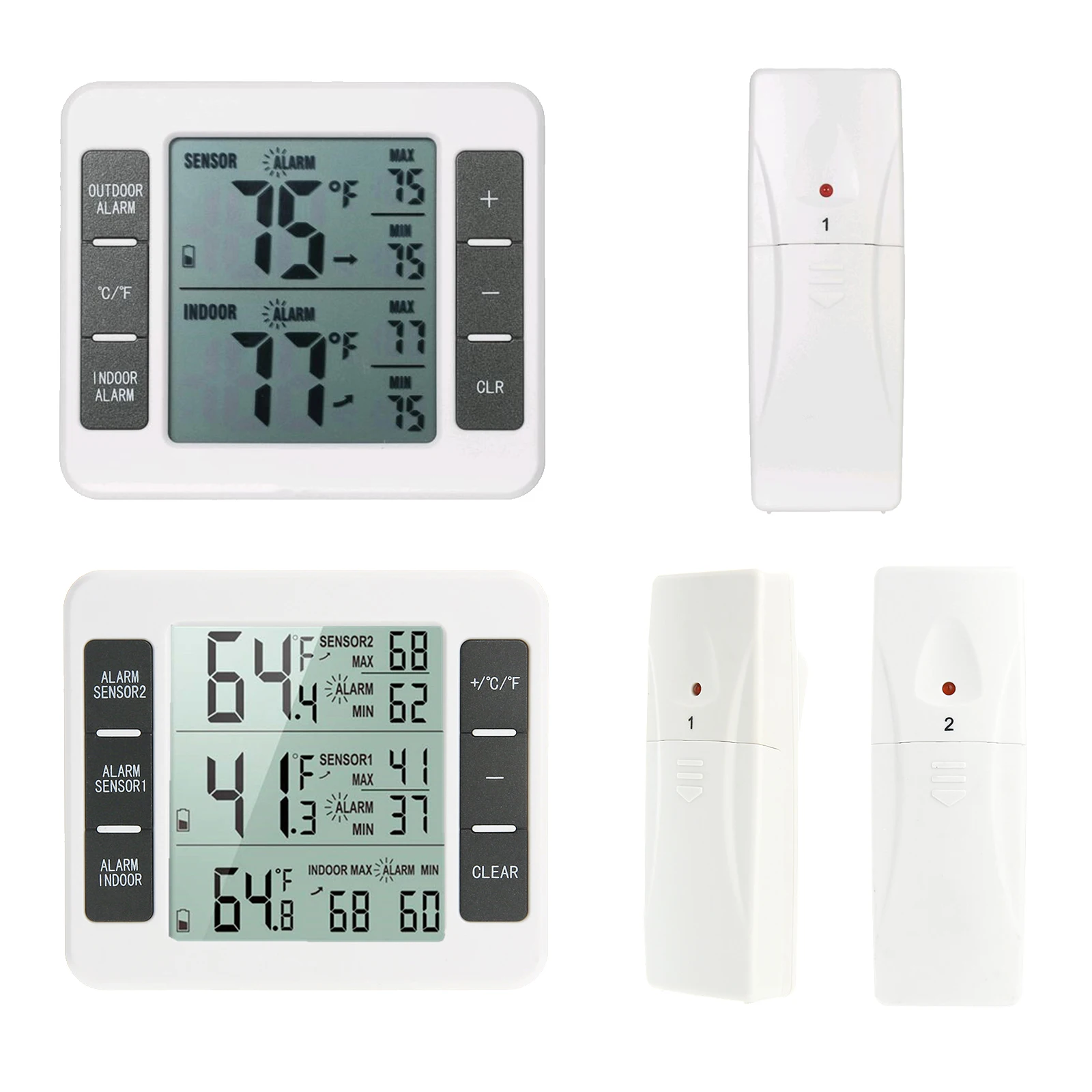 2 sensor thermometer wireless digital refrigerator alarm thermometer refrigerator home indoor and outdoor temperature sensor