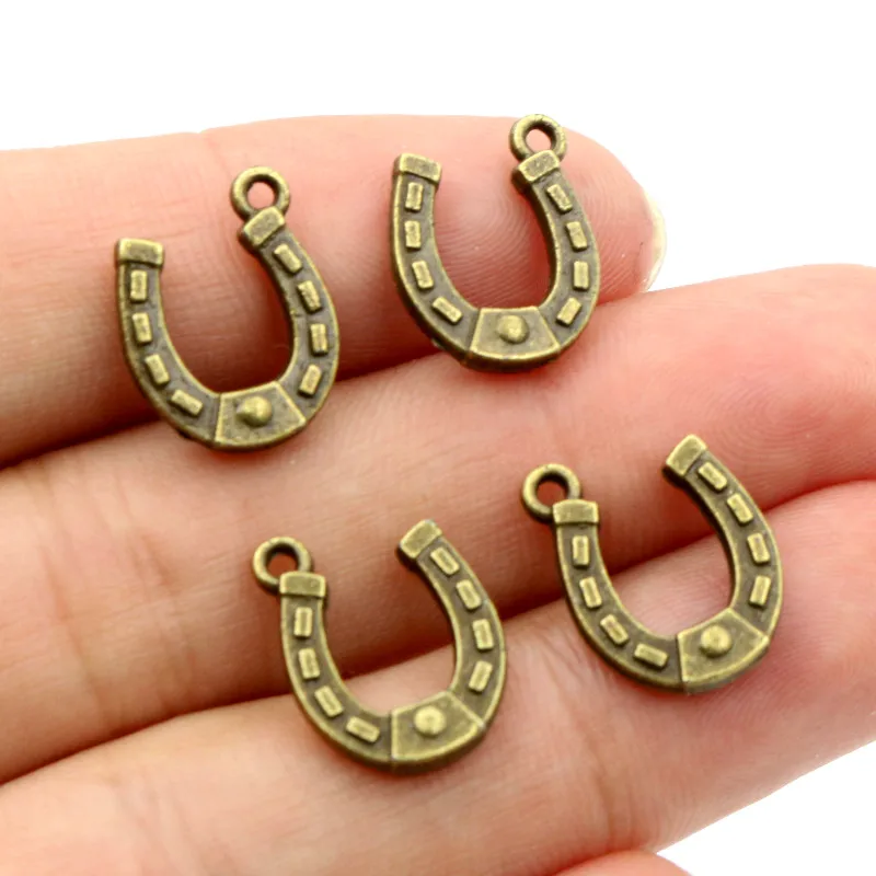 30pcs Charms Lucky Horseshoe Horse 16x13mm Antique Bronze Silver Color Plated Pendants Making DIY Handmade Tibetan Jewelry