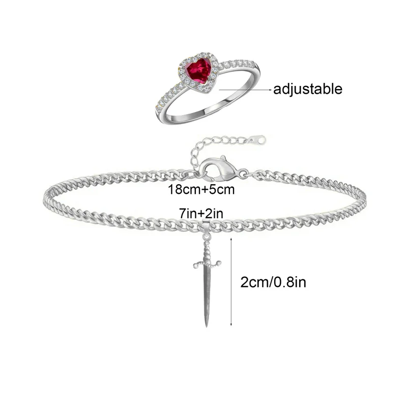 2 stücke Schwerter Herz Anhänger Halsketten für Frauen Männer Kühlen Punk Herz Passenden Halsketten Paar Freundschaft Mode Schmuck Geschenk – Detail 9