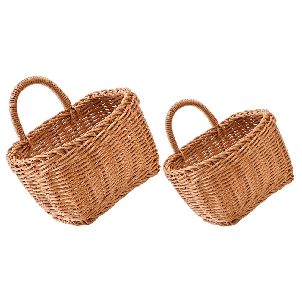 

Woven Storage Basket Portable Flower Wicker Hamper Plant Small Hanging Sundries