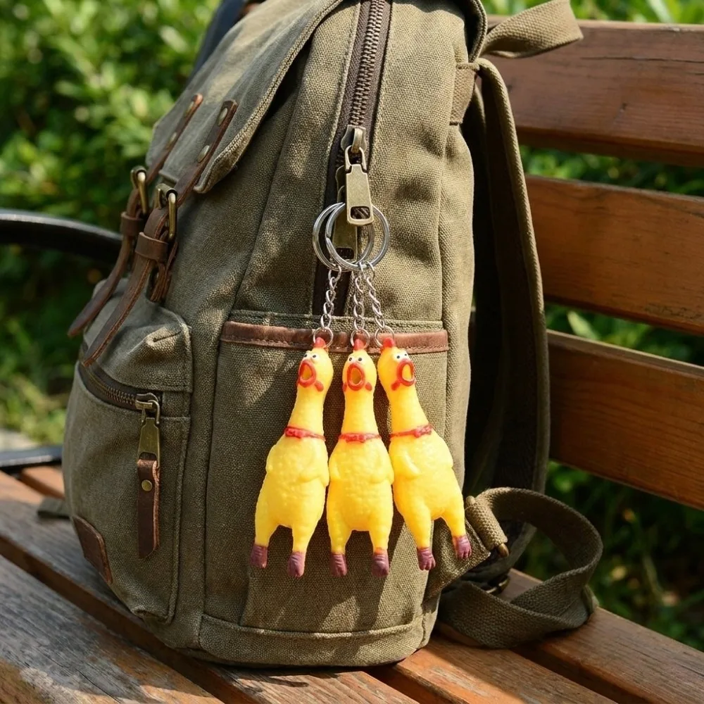 3 pcs Funny Screaming Chicken Keychain Creative Bag Charms Screaming Hens Pendant Hanging Decor Chicken Key Ring Keys Decor