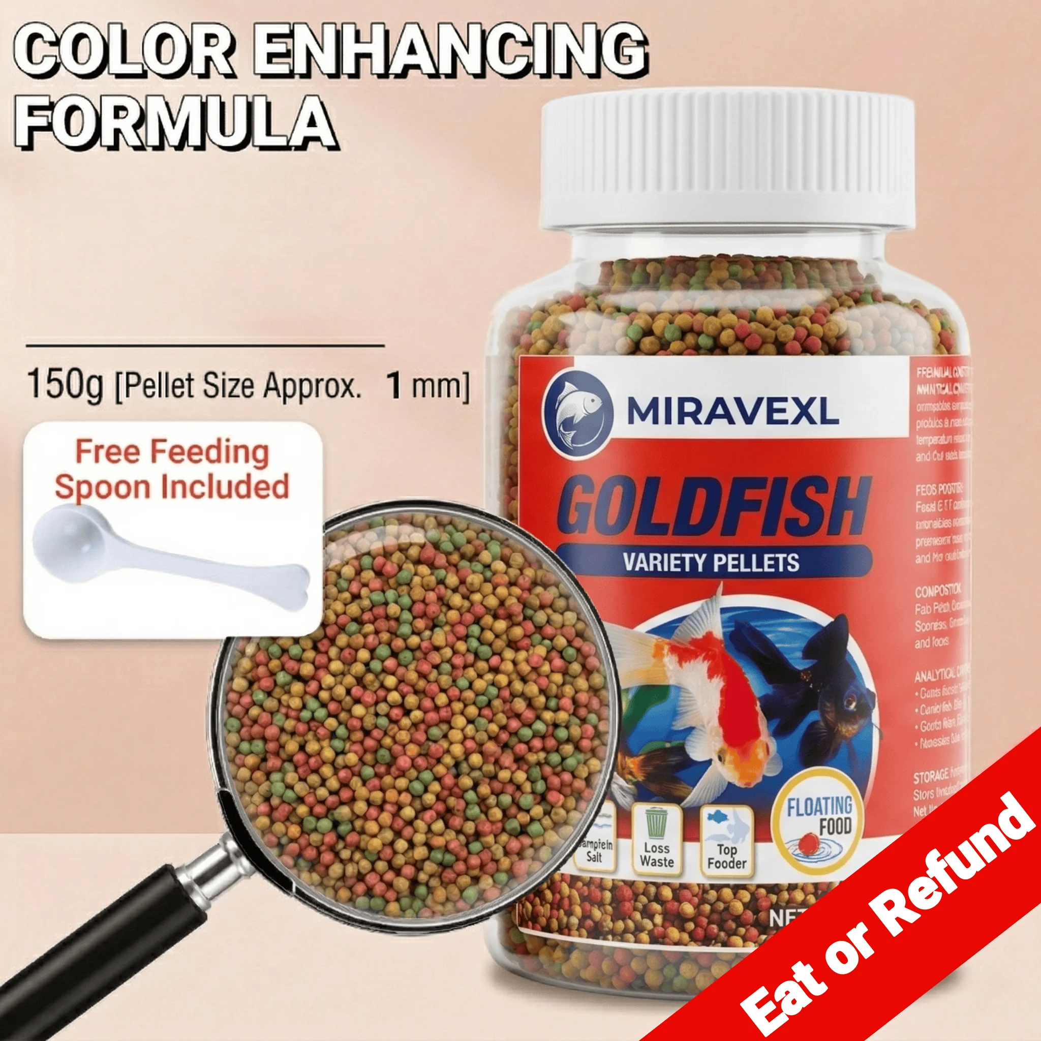 1MM Floating Goldfish Food Pellets Koi Pond Fish Growth Natural Color Enhancing Krill Spirulina Clear Water Formula Daily Diet