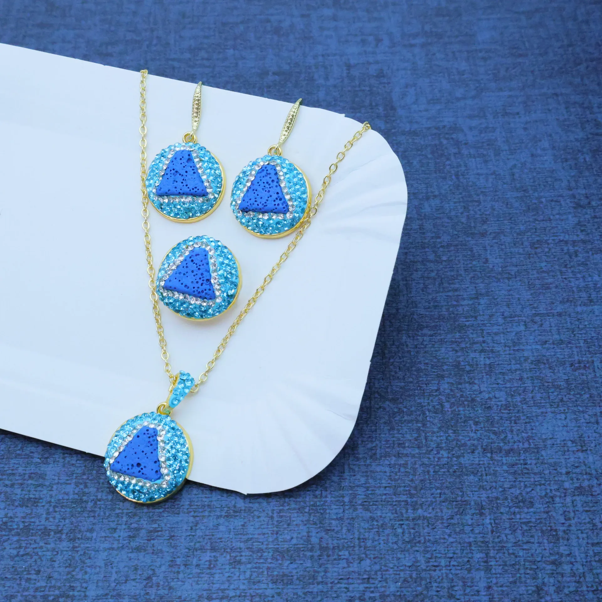 DIY accessories New dopamine volcanic stone square shape handmade design fashion temperament three-piece jewelry factory direct