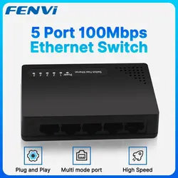 FENVI Mini Network Switch 5 Port 100Mbps Ethernet Network Switch RJ45 Hub Internet Splitter Ethernet Smart Switch Plug and Play