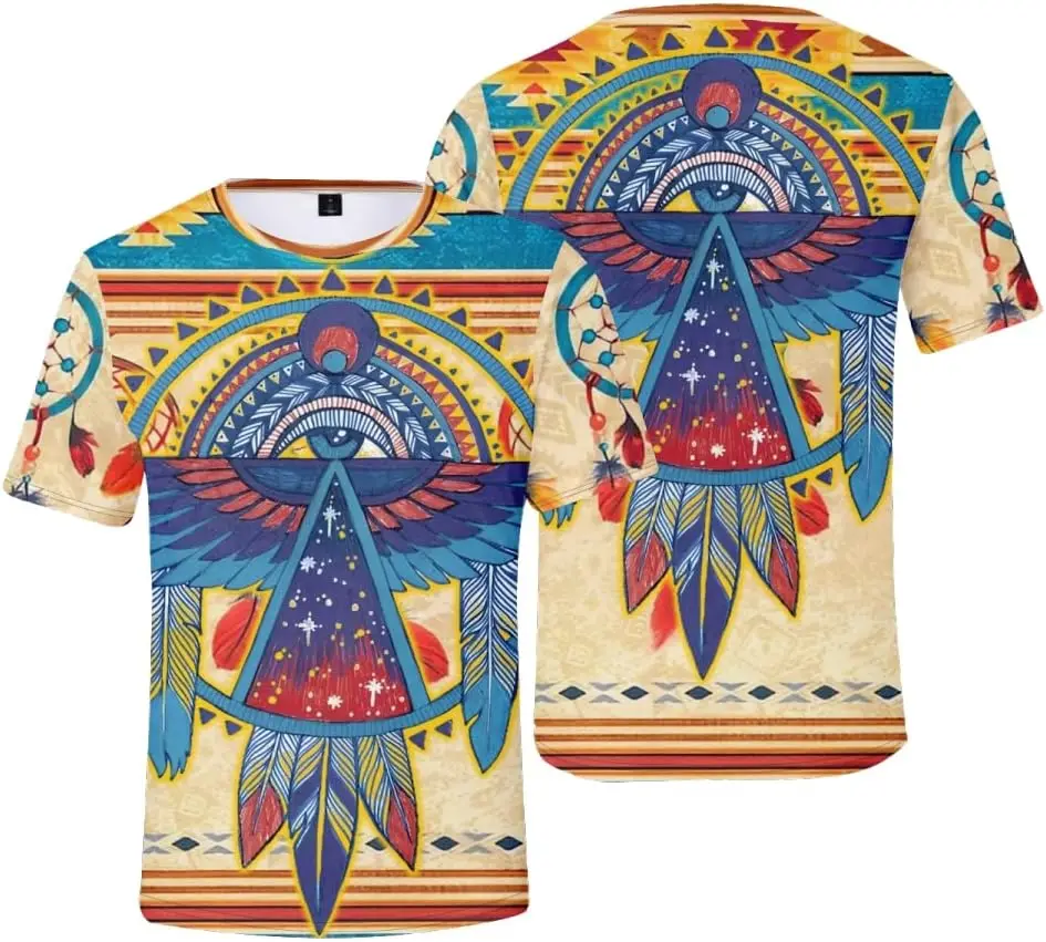 

Unisex Native American Short Sleeve Tees Native Indians T-Shirt for Men and Women Tops