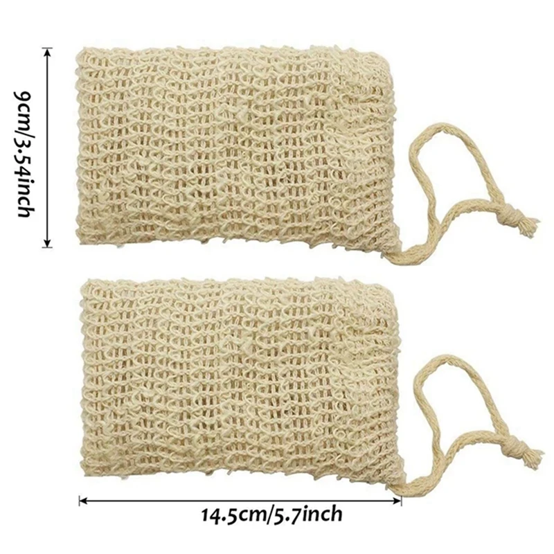 60 Pcs Natural Sisal Soap Bag Exfoliating Soap Saver Pouch Holder