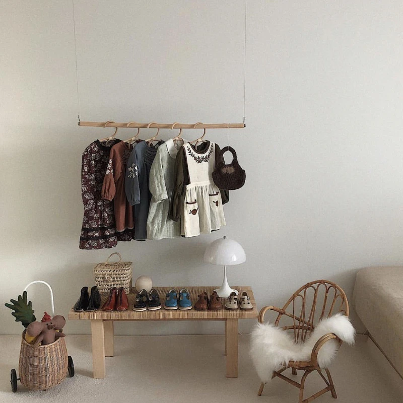 Nordic style minimalist log hanging on the wall can be used for storage