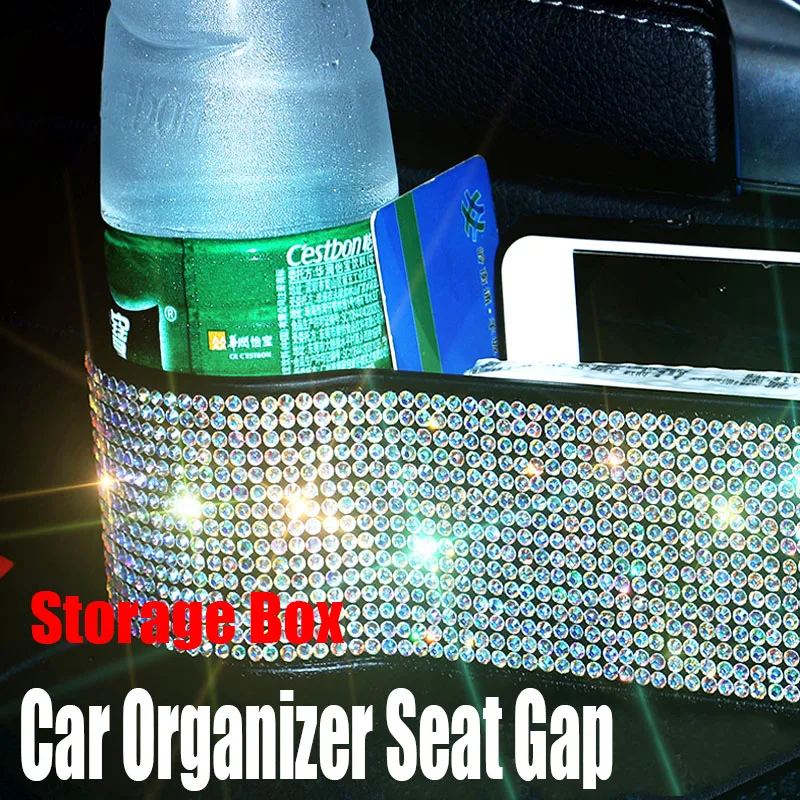 

Crystal Car Seat Organizer Crevice Storage Box Car Organizer Slit Gap Filler Holder For Phone Keys Stowing Pocket Car Accessorie