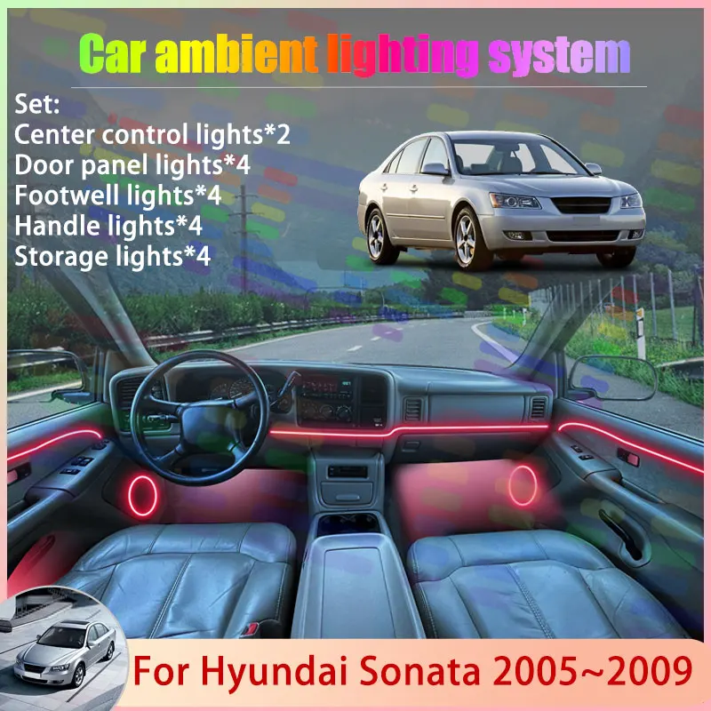 

For Hyundai Sonata 2005~2009 NF Sonica CNG MK5 2/18 in 1 Car Atmosphere Light Lamp RGB Shade Ensemble Streamer Atmosphere Set