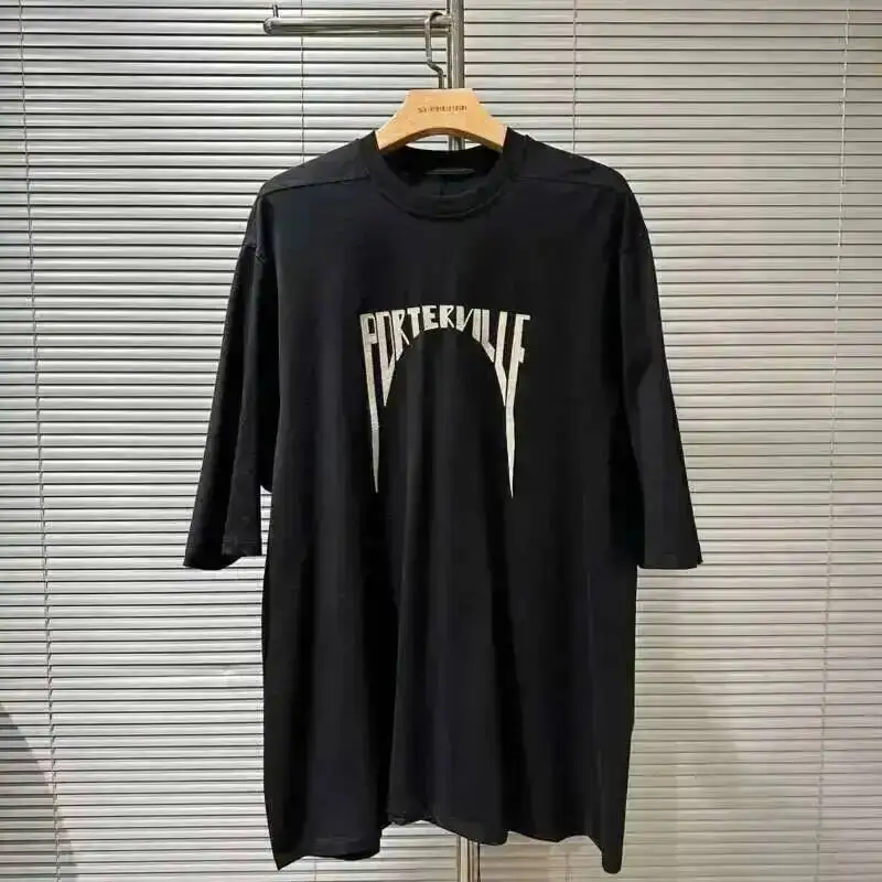 HKSH Summer Men\'s Tide Dark High Street Trendy Letters Print T-shirt Women Round Collar Cotton Oversized Loose Short Tees HK3578