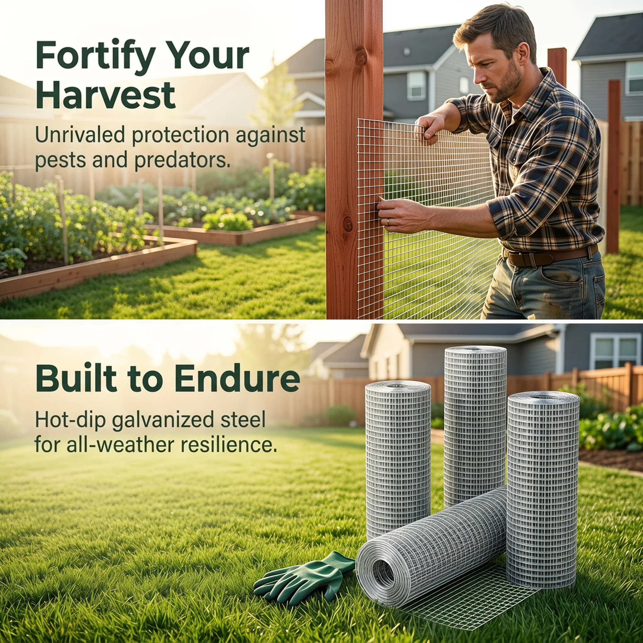Galvanized Stainless Steel Welded Wire Mesh Fence Fencing Netting Iron Metal Garden Farm Enclosure Barrier Rust Proof Heavy Duty