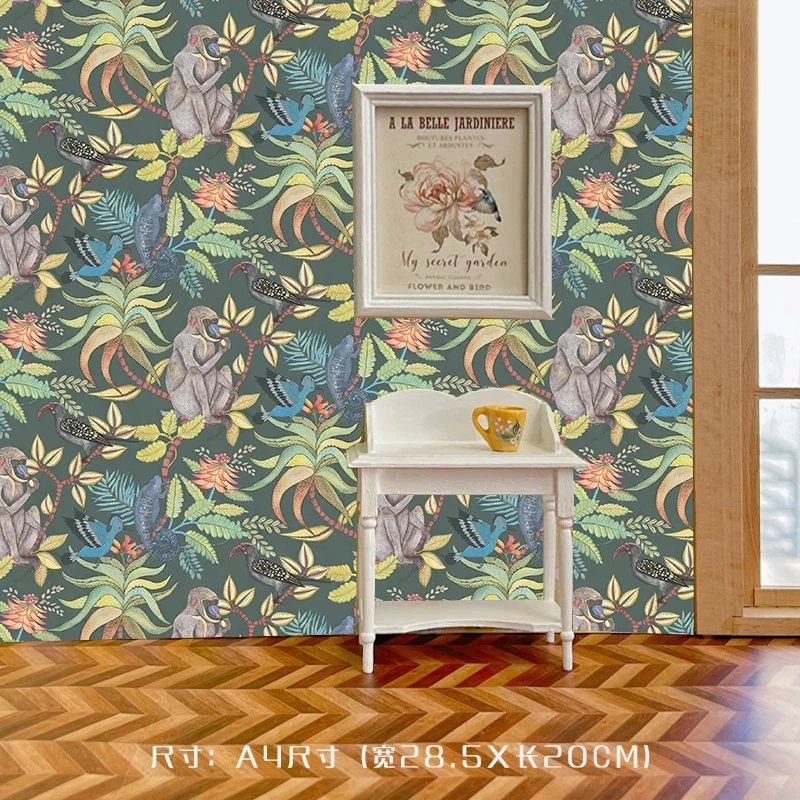 4pcs Dollhouse Wallpaper Sticker Wall Kitchen Living Room Bedroom Floor Stickers Miniature Doll Accessories Colorful Wallpaper view 4