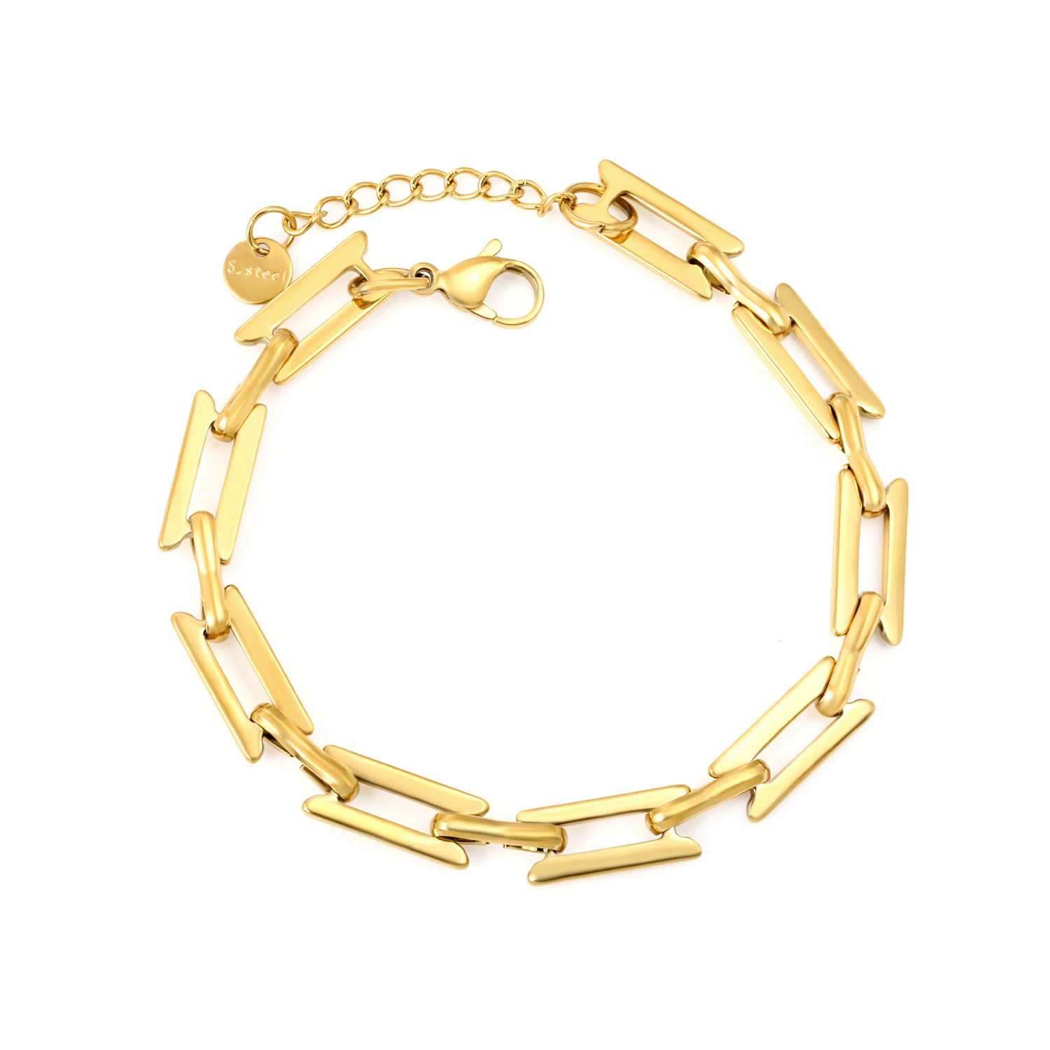 Modisches quadratisches Retro-Kettenarmband aus Edelstahl, trendiger Hip-Hop-Alltagskleidung, wasserdichter und lichtbeständiger Herrenschmuck