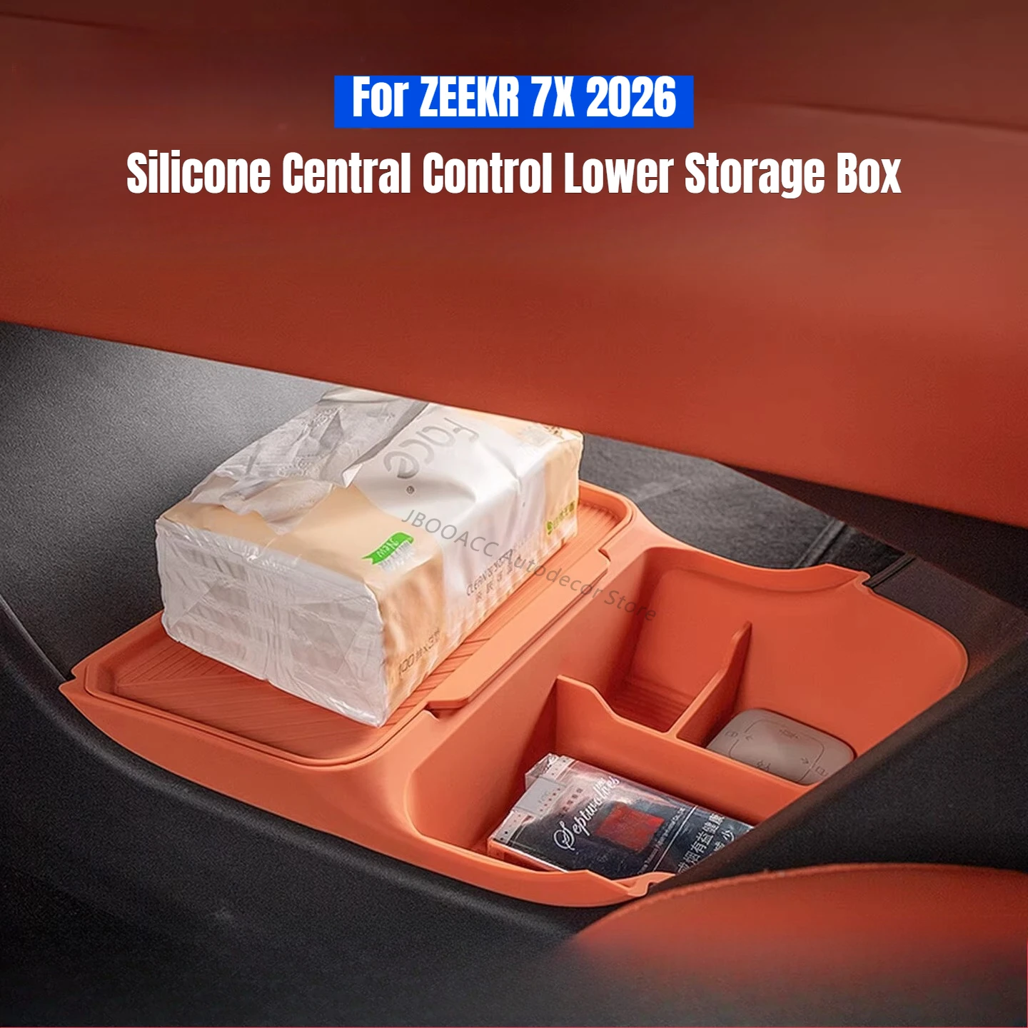 

Для Geely ZEEKR 7X 2026: Обновленный силиконовый органайзер-лоток для нижнего отсека центральной консоли, аксессуары для модификации подлокотника автомобиля