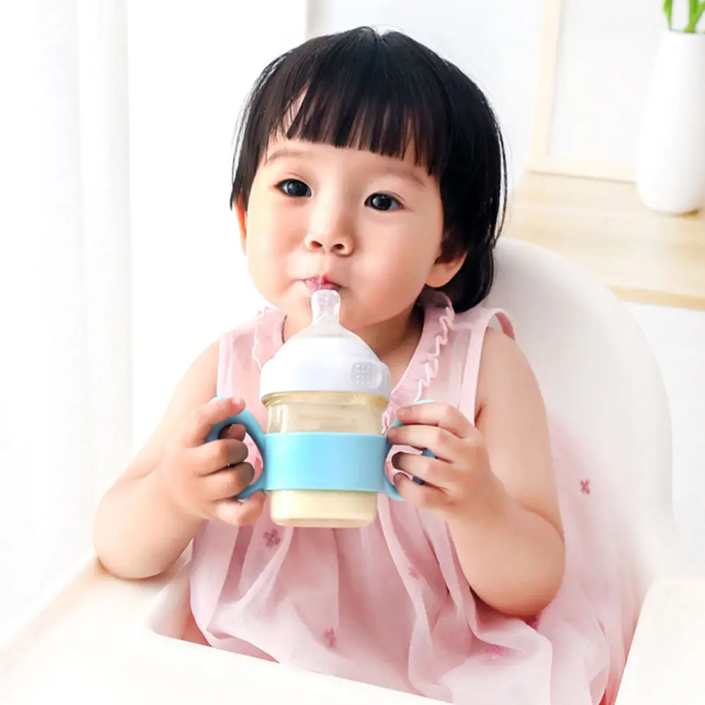 

2Pcs Baby Bottle Silicone Handles Ergonomic Feeding Grip for Independent Drinking Hollow Design Non Bottle Holder