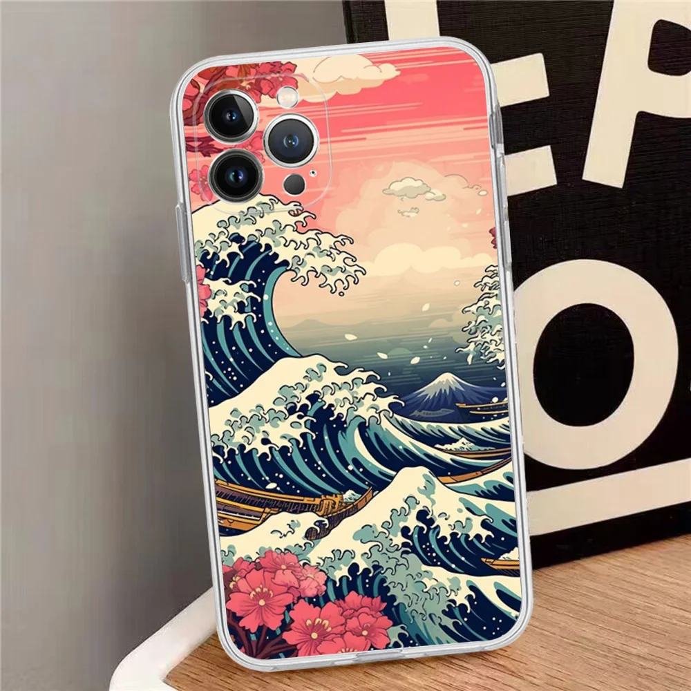 Great Wave Phone Case Silicone Soft for iphone 15 14 13 12 11 Pro Mini XS MAX 8 7 6 Plus X XS XR Cover