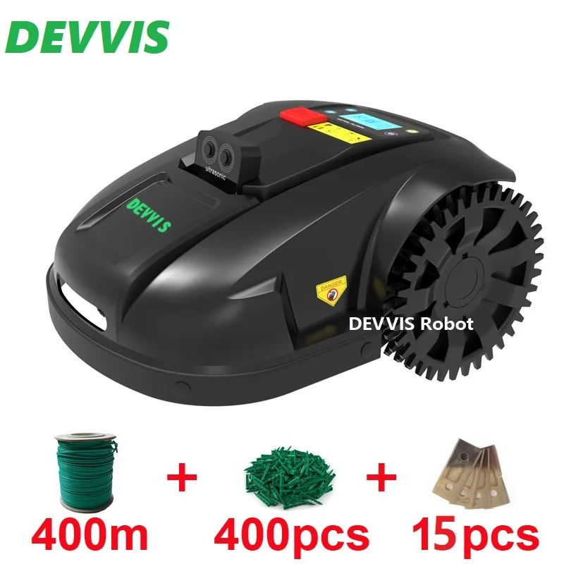 DEVVIS Robot Lawn Mower Automatic Grass Cutter Machine E1800U for 1800m2 Grassland, Recharged  7.8AH Li-ion Battery