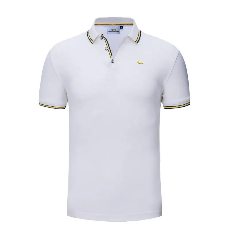 New Summer Casual Polos Men Shirt Slim Fit Mixed Quick Dry Cotton Blends Embroidery Harmont Breathable Soft Blaine Shirts