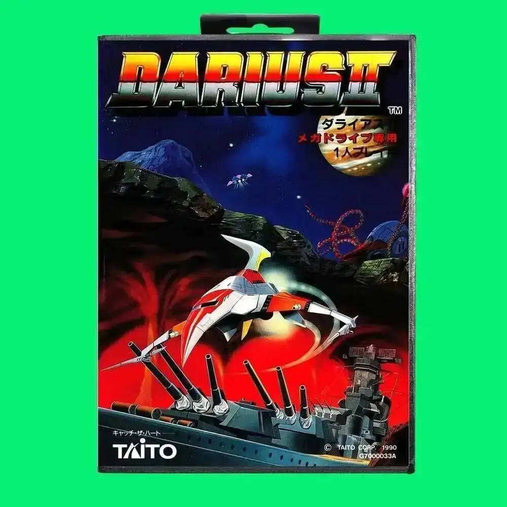 خرطوشة ألعاب Darius II 16bit MD بطاقة ألعاب مع صندوق بيع بالتجزئة لغطاء JP لمحرك Sega Mega