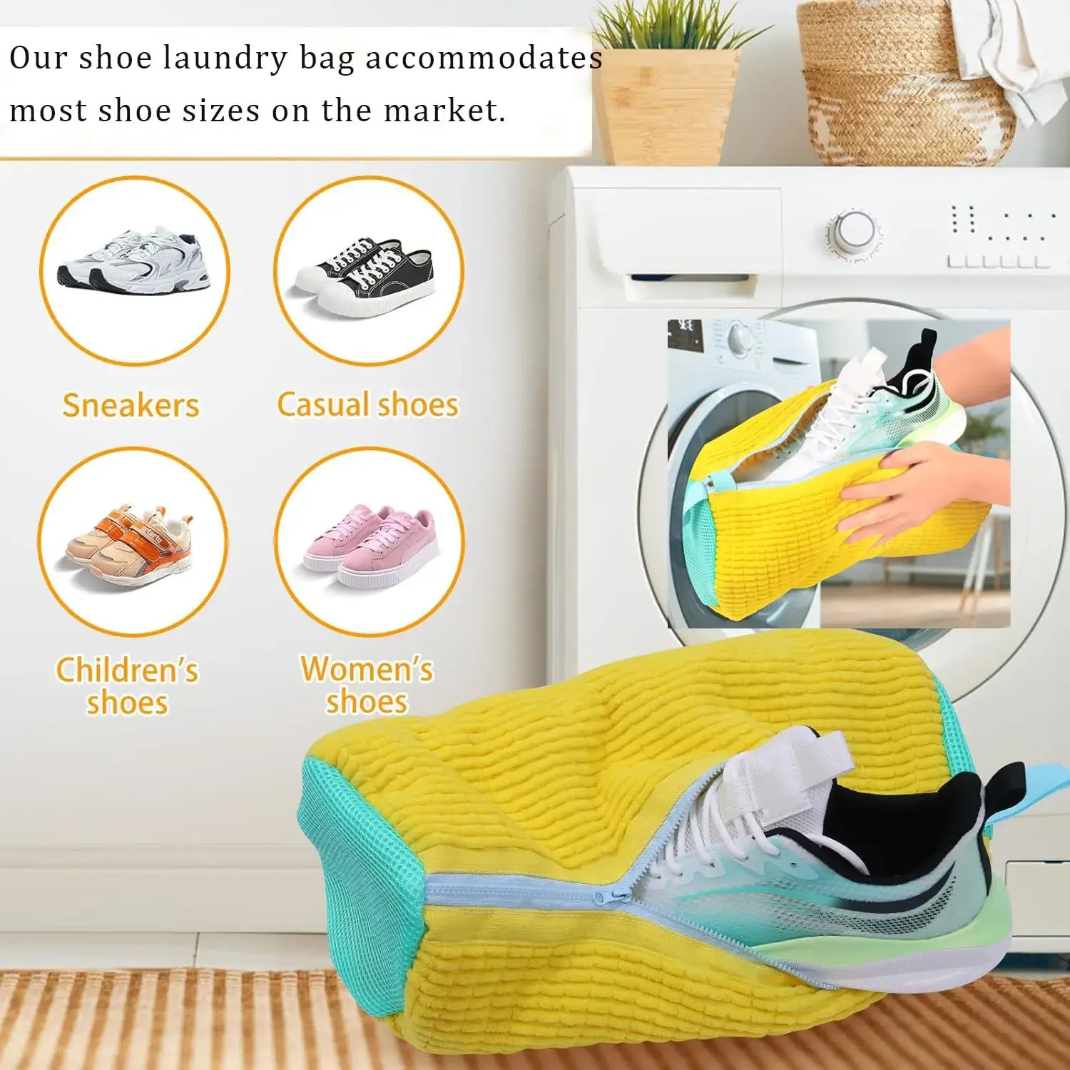Durable Laundry Shoe Bags for Washer Dryer 360° Deep Clean Reusable Sneaker Tennis Shoe Cleaning Bag With Self-locking Zipper view 3