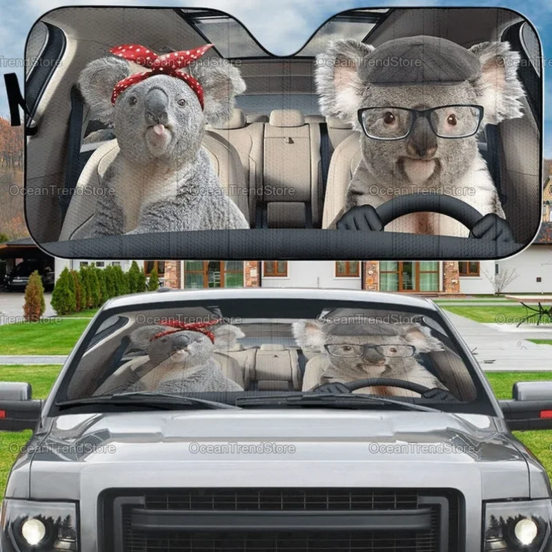 Koala Family Car Sun Shade, Koala Auto Car Sun Shade, Funny Koala Sunshade,Gift For Him