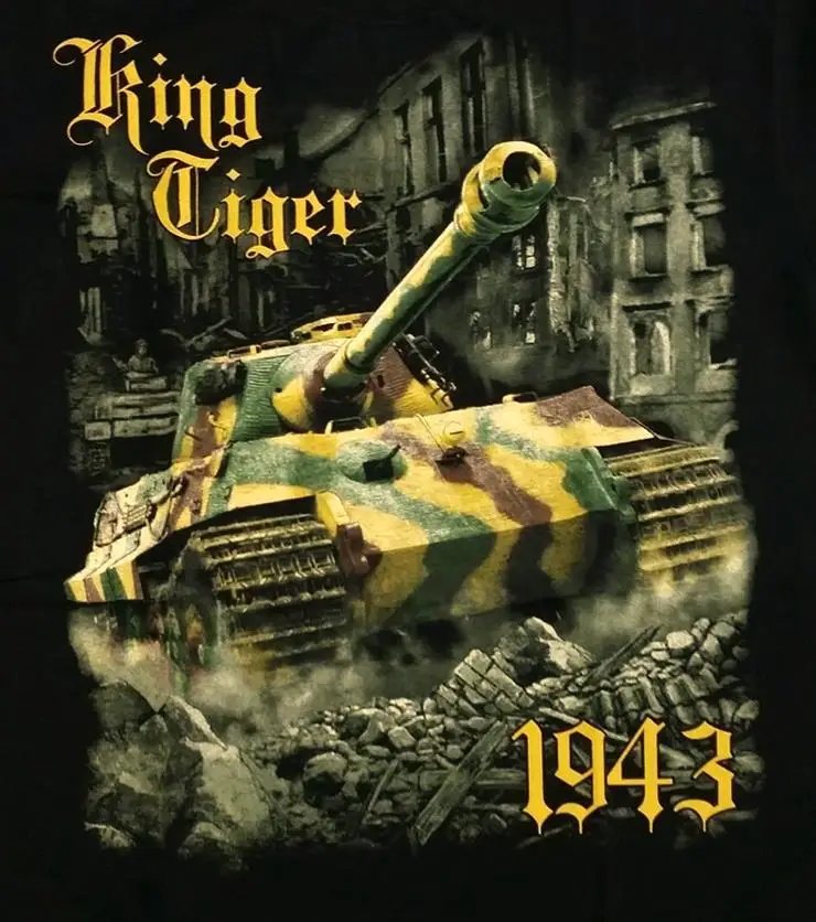 WWII German  King Tiger Panzer VI Tiger II Tank T-Shirt 100% Cotton O-Neck Short Sleeve Casual Mens T-shirt Size S-3XL