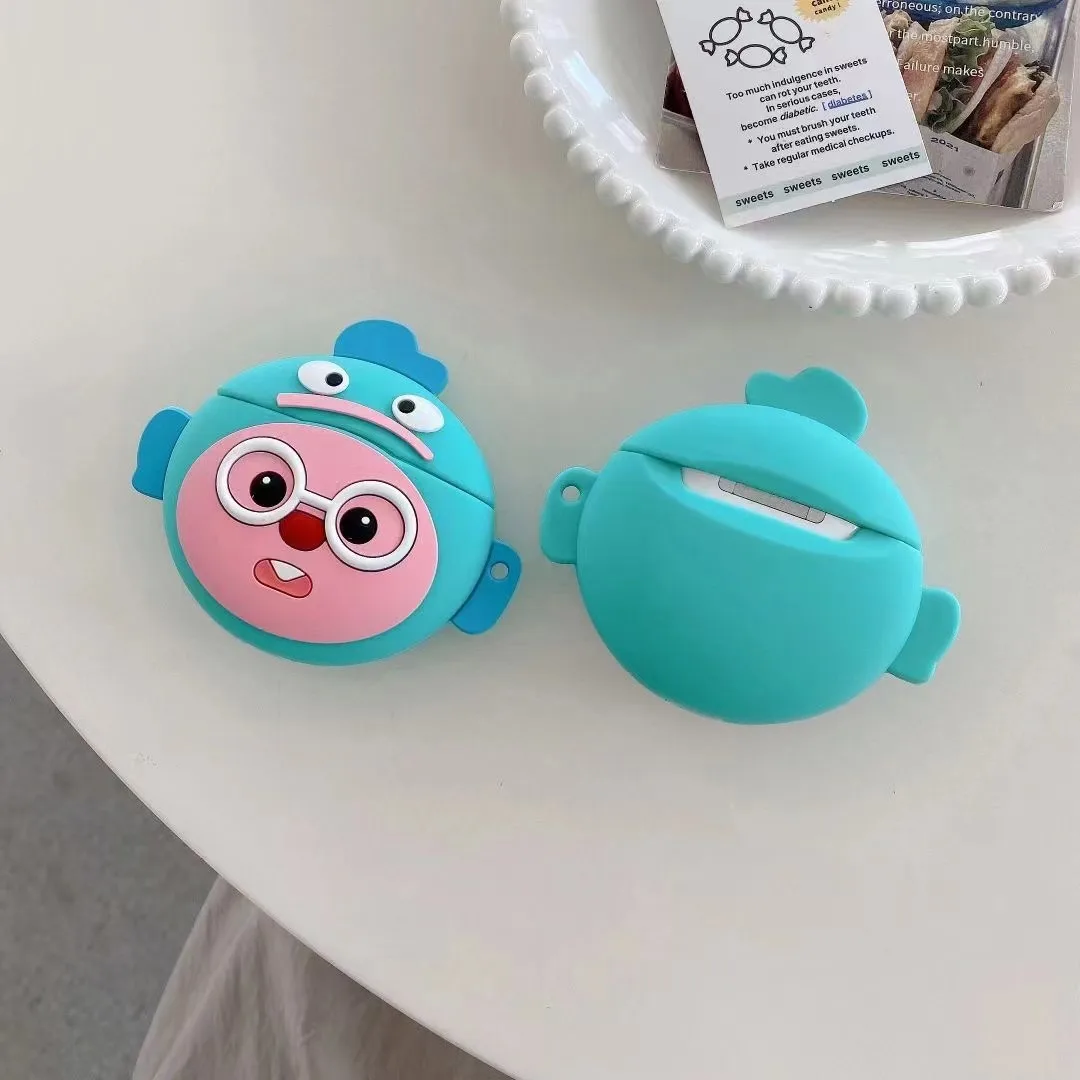 Capa protetora do fone de ouvido, óculos dos desenhos animados, peixe palhaço, Bluetooth, Earbuds Charging Box, Airpods Pro 1, 2, 3