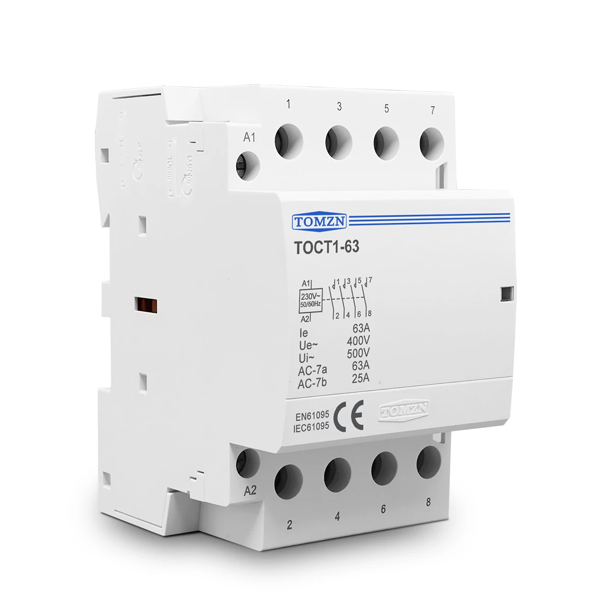 TOCT1 4P 63A 220V 400V~ 50/60Hz Din Rail Household AC Modular Contactor 4NO 2NO 2NC 4NC