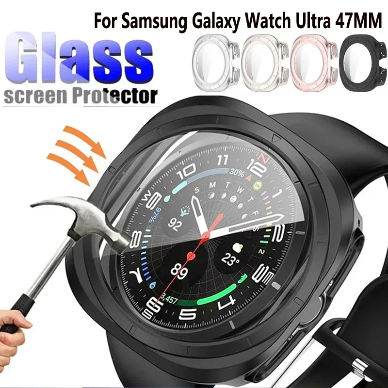 Watch Case+Glass for Samsung Galaxy Watch Ultra 2025 47mm Tempered Glass Film Waterproof Samsung Galaxy Watch Ultra Cover Shell