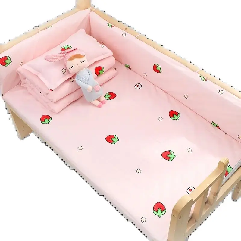 Soft Cotton Baby Bed Sheet Comfortable Newborn Crib Bumper Baby Cot Around Cushion Set Four Seasons Infant Bedding Room Decor